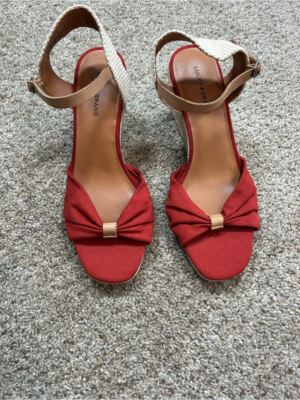 Lucky Brand Red Bow Open-Toe Ankle Strap Sandals